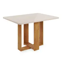 Mesa de Jantar 4 Lugares Tampo de Vidro Viero Teka 120x80cm