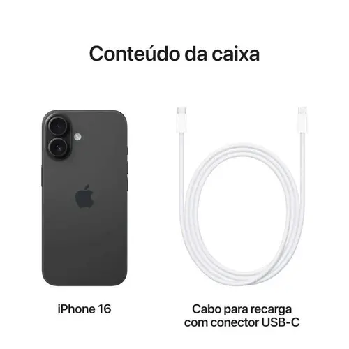 iPhone 16 Apple 128GB Câmera Dupla Fron 12MP 6,1” iOS | Schumann