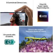 iPhone 16 Apple 128GB Câmera Dupla + Frontal 12MP 6,1” iOS 18 - Preto