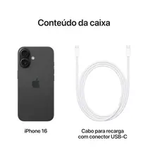 iPhone 16 Apple 128GB Câmera Dupla + Frontal 12MP 6,1” iOS 18 - Preto