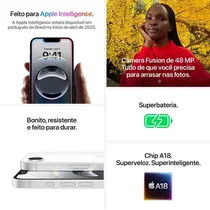 iPhone 16E Apple 128GB Câmera Dupla + Frontal 12MP  6,1” iOS 18 - Preto