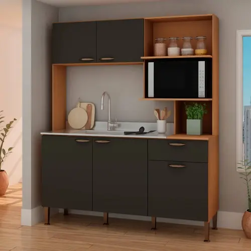 Cozinha Compacta 1,55m 5 Portas 1 Gaveta Genialflex Bella
