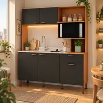 Cozinha Compacta 1,55m 5 Portas 1 Gaveta Genialflex Bella