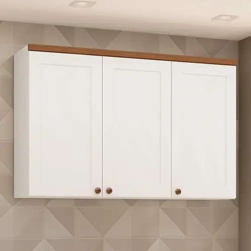 Armário Aéreo 120cm 3 Portas 100% MDF Genialflex Iluminata