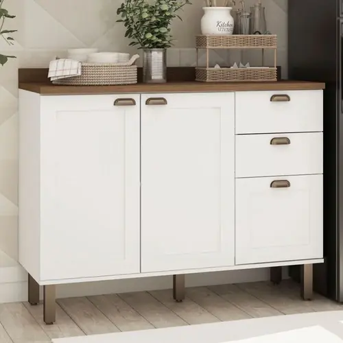 Balcão Pia 2 Portas 3 Gavetas 100% MDF Genialflex Iluminata