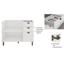 Balcão Pia 2 Portas 3 Gavetas 100% MDF Genialflex Iluminata