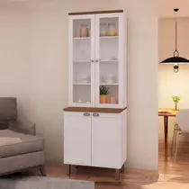 Cristaleira 80cm 4 Portas com Vidro 100% MDF Genialflex Iluminata