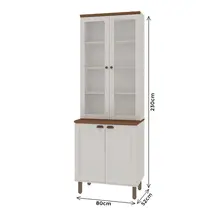 Cristaleira 80cm 4 Portas com Vidro 100% MDF Genialflex Iluminata