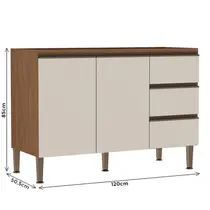Balcão Pia 120cm 3 Portas 3 Gavetas Genialflex Conecta