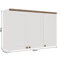 Armário Aéreo 120cm 3 Portas 100% MDF Genialflex Iluminata