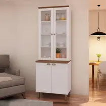 Cristaleira 80cm 4 Portas com Vidro 100% MDF Genialflex Iluminata