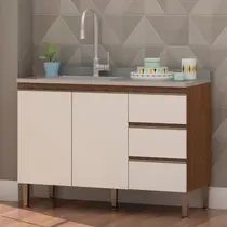 Balcão Pia 120cm 3 Portas 3 Gavetas Genialflex Conecta