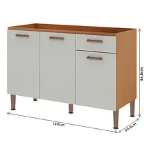 Balcão Pia 120cm 3 Portas 1 Gaveta 100% MDF Genialflex Essência