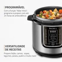 Panela de Pressão Elétrica Digital Mondial 6 Litros 1000W Master Cooker Preto/Inox