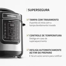 Panela de Pressão Elétrica Digital Mondial 6 Litros 1000W Master Cooker Preto/Inox