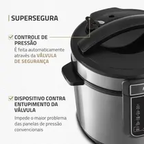 Panela de Pressão Elétrica Digital Mondial 6 Litros 1000W Master Cooker Preto/Inox