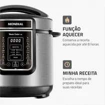 Panela de Pressão Elétrica Digital Mondial 6 Litros 1000W Master Cooker Preto/Inox