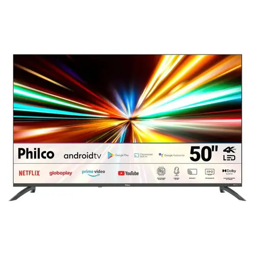 Smart TV 4K 50” Philco DLED UHD P50EAA Android Bluetooth com Comando de Voz HDR 3 HDMI 2 USB