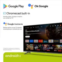 Smart TV 4K 50” Philco DLED UHD P50EAA Android Bluetooth com Comando de Voz HDR 3 HDMI 2 USB