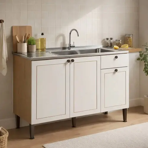 Balcão Pia 120cm 3 Portas e 1 Gaveta Genialflex Frizz