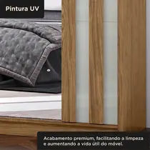 Guarda-Roupa Casal 2 Portas de Correr 4 Gavetas Com Espelho 100% MDF MX Móveis Seul
