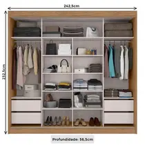 Guarda-Roupa Casal 2 Portas de Correr 4 Gavetas Com Espelho 100% MDF MX Móveis Seul