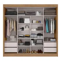 Guarda-Roupa Casal 2 Portas de Correr 4 Gavetas Com Espelho 100% MDF MX Móveis Seul