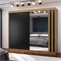 Guarda-Roupa Casal 2 Portas de Correr 4 Gavetas Com Espelho 100% MDF MX Móveis Seul