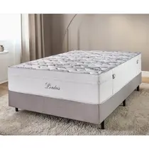 Cama Box Casal Cristalflex Londres Dallas 138x188x71cm Molas Ensacadas - Cinza