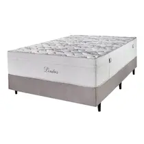 Cama Box Casal Cristalflex Londres Dallas 138x188x71cm Molas Ensacadas - Cinza