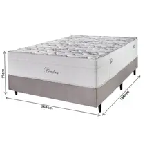 Cama Box Casal Cristalflex Londres Dallas 138x188x71cm Molas Ensacadas - Cinza