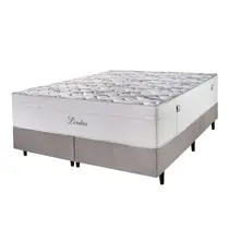 Cama Box King Cristalflex Londres Dallas 193x203x71cm Molas Ensacadas - Cinza
