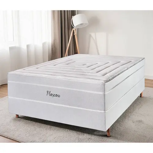 Cama Box Casal Cristalflex Moscou Delta 138x158x71cm Molas Ensacadas - Cinza