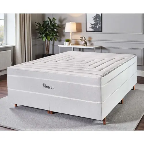Cama Box King Cristalflex Moscou Delta 193x203x71cm Molas Ensacadas - Cinza