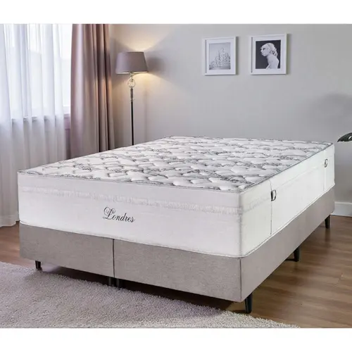 Cama Box Queen Cristalflex Londres Dallas 158x198x71cm Molas Ensacadas - Cinza