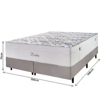 Cama Box Queen Cristalflex Londres Dallas 158x198x71cm Molas Ensacadas - Cinza