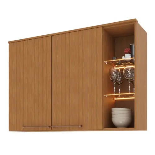 Armário Aéreo 120cm 2 Portas Frizadas Indekes Damasco