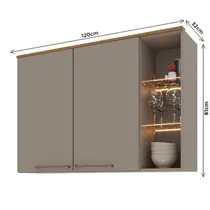 Armário Aéreo 120cm 2 Portas Indekes Damasco