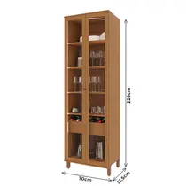 Cristaleira 70cm 2 Portas 1 Gaveta com Vidro Indekes Damasco