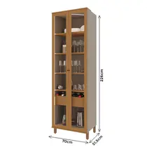 Cristaleira 70cm 2 Portas 1 Gaveta com Vidro Indekes Damasco