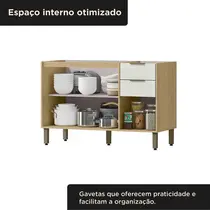 Balcão Pia 120cm 3 Portas 2 Gavetas MX Móveis Glória
