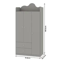 Guarda-Roupa Infantil 3 Portas 2 Gavetas 100% MDF Genialflex Nuvem
