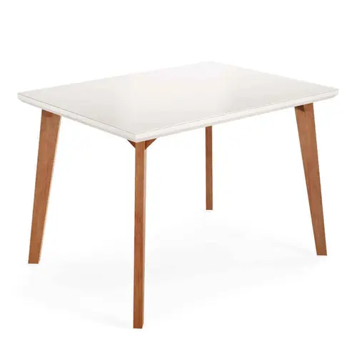 Mesa de Jantar 4 Lugares  com Pés em Madeira Tampo de Vidro Madetal Dubai 90x120cm
