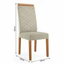 Conjunto Mesa de Jantar Dubai com Vidro e 4 Cadeiras Atlas Madetal Nude/Bege