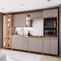 Cozinha Completa 13 Portas 3 Gavetas Indekes Damasco - Freijo/ Camurça