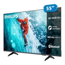 Smart TV 4K 55” Philips LED UHD 55PUG7300/78 Wi-Fi Dual Band com Comando de Voz HDR 3 HDMI 2 USB