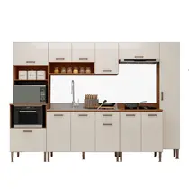 Cozinha Completa 12 Portas 1 Gaveta 100% MDF Genialflex Essência Freijo/White Laca
