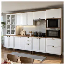 Cozinha Completa 14 Portas 4 Gavetas 100% MDF Genialflex Iluminata Branco/Ébano