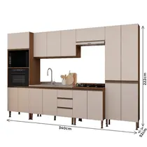Cozinha Completa 15 Portas 3 Gavetas Genialflex Conecta Ébano/ Off White