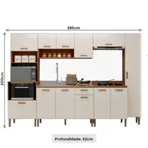 Cozinha Completa 12 Portas 1 Gaveta 100% MDF Genialflex Essência Freijo/White Laca